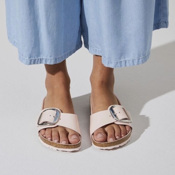 Birkenstock Madrid Big Buckle Sandals High Shine Light Rose Leather - Picture 1 of 14